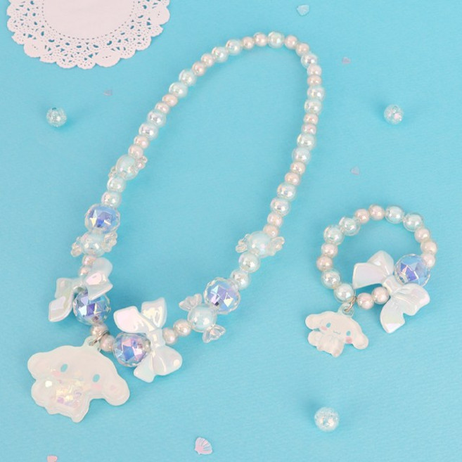 산리오 리본 스팽글 목걸이+팔찌세트 악세사리 여아 생일선물 시나모롤 헬로키티 쿠로미