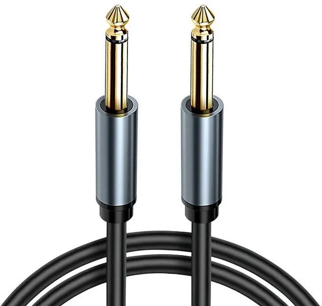 6.35mm ~ 악기 기타 케이블 금도금 1/4인치 수 TRS 밸런스드 스테레오 오디오, 06 2m, 02 Mono, 1개