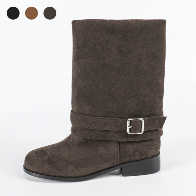 페조 여성 미들부츠 롱부츠 스웨이드 버클 PZBTSW-888-25