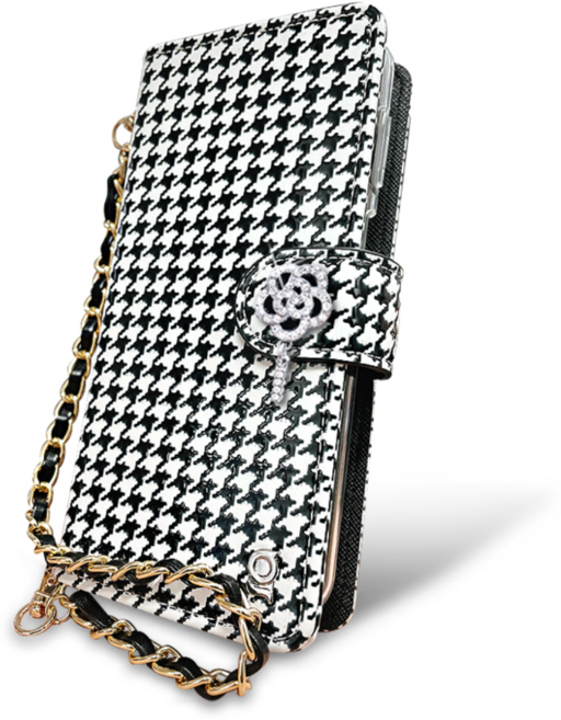 뉴하운드 심플 체크무늬 AMT 지폐수납 카드수납 동전수납 교통카드수납 다이어리 지갑형 핸드폰 케이스 + 30cm 손목 체인 줄 스트랩