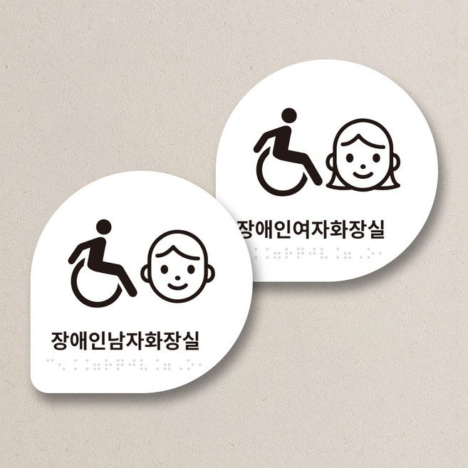 점자 화장실 안내판 세트 남자 여자 장애인 포맥스 표지판 표찰 학교 병원 관공서, 1개, 세트6 (말풍선 남자장애인+여자장애인)