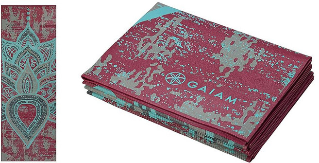 가이암 요가 매트 - 접이식 여행 피트니스 및 운동 모든 유형의 요가 필라테스 바닥 운동을 위한 매트(68"L x 24"W 2mm 두께), 1개