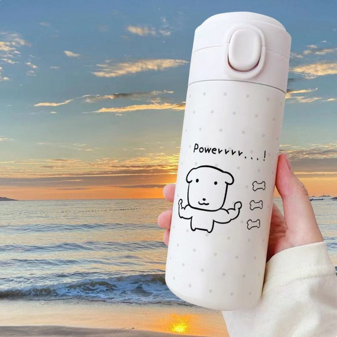 가나디 원터치 텀블러 스테인리스 보온병 보온 텀블러 휴대용 학생 물병 캐릭터 굿즈, 1개, 420ml, 02