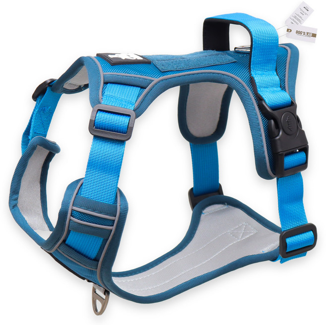 독스랩 강아지 컴포트 앞섬방지 하네스, 워터블루, 1개