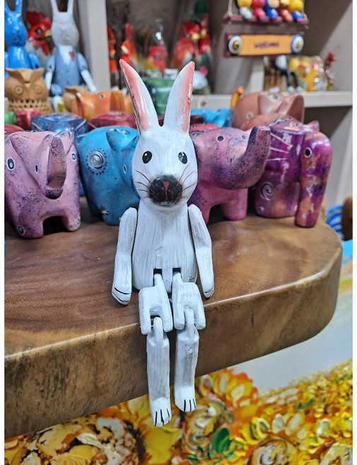 [리아]미니 목각 관절토끼인형 선반 장식소품 카페장식품
