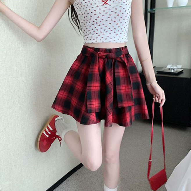 [Bahn 3컬러] 레트로 타탄 체크 미니 스커트