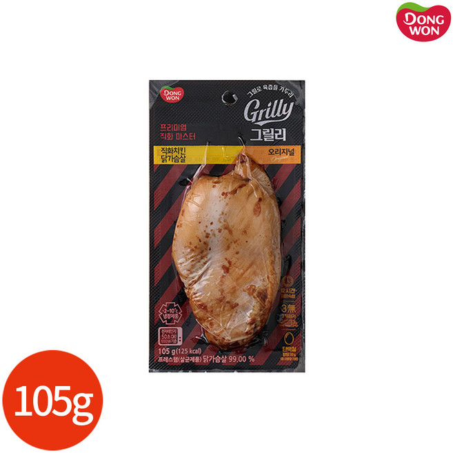 동원 그릴리 직화 치킨 닭가슴살 오리지널, 105g, 4개