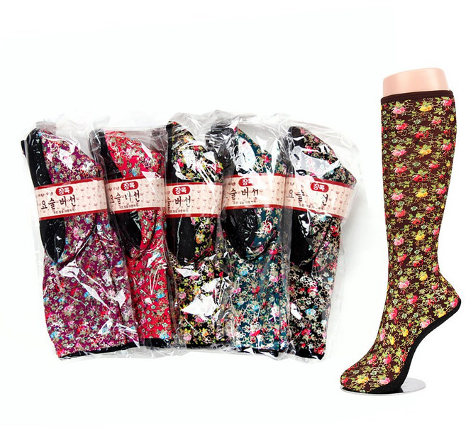 크로바 여성겨울버선 긴목 장목 꽃 털 미끄럼방지 할머니 버선 방한장화 선물