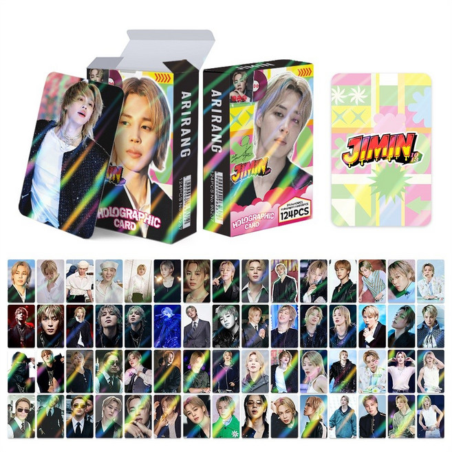 BTS 멤버별 스페셜 에디션 홀로그램 홀로그램 포카 124장 포토카드 60장 스티커 64장 도무송 다꾸 방탄소년단 선물용, 124개, JIMIN(지민)