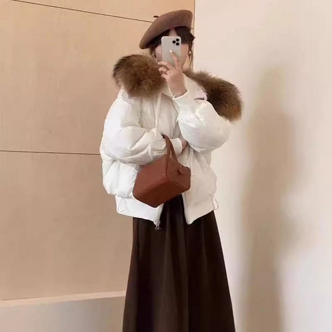 FANSYLI 빅 퍼카라 숏 패딩 가을 겨울 여성 디자인 패딩 슬림 탈부착 퍼카라 패딩저고리 W2409S30