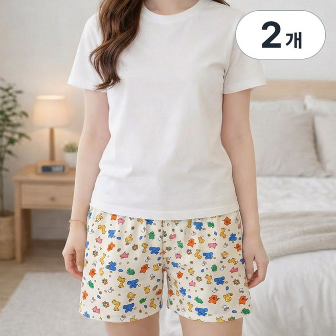 바바 사방스판 캐릭터 파자마 반바지 2장세트