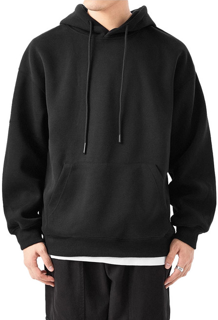 문컬렉션 남녀공용 DY 3단쭈리 헤비 기모 무지 오버핏 후드티 베이직 긴팔 후드 티셔츠 데일리 커플 후디