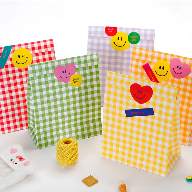 인디케이 파스텔 구디백 종이봉투 혼합 5종 x 4p + 키트 스티커 2p + 마끈 세트, 혼합색상, 1세트