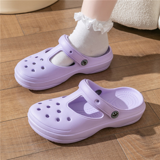 여름 통굽 펀칭 젤리 비치화 슬리퍼 샌들