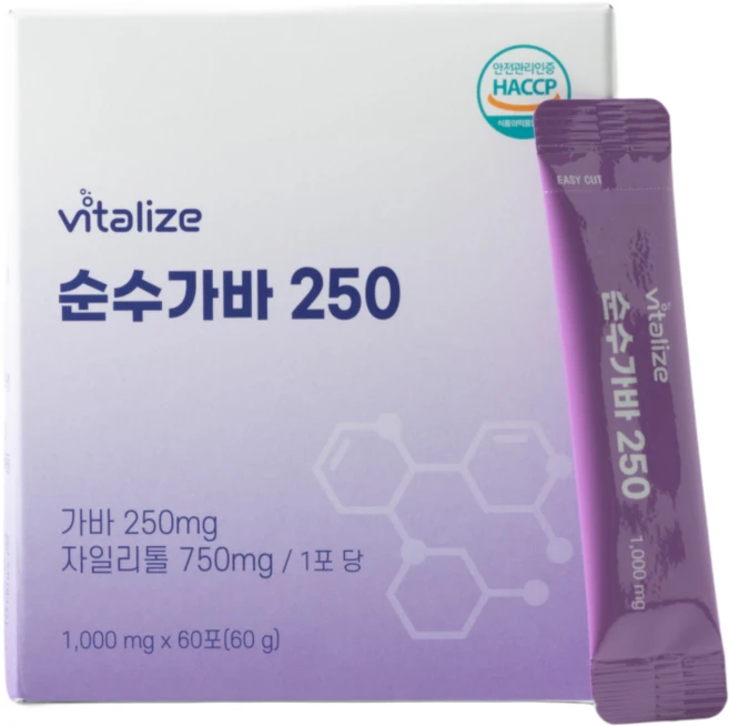 바이탈라이즈 순수가바250 60포, 1박스, 60g - 쿠팡