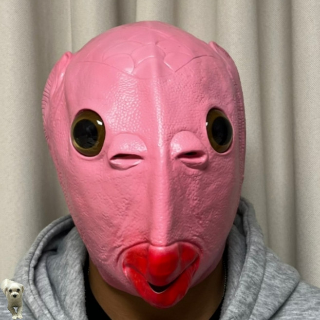 꿀이맘투 물고기가면 핑크 파티용가면
