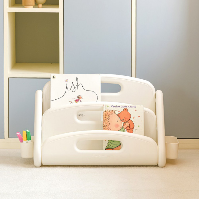 데이 미니전면책장 아기 유아 책꽂이 책장, 3단, 크림