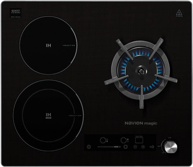 [기본설치비지원] 경동나비엔 나비엔매직 빌트인 3구 가스1구+2구인덕션 가스하이브리드쿡탑 ERG-5003DN 블랙펄 가스쿡탑 가정용 가스레인지 매립형, LNG