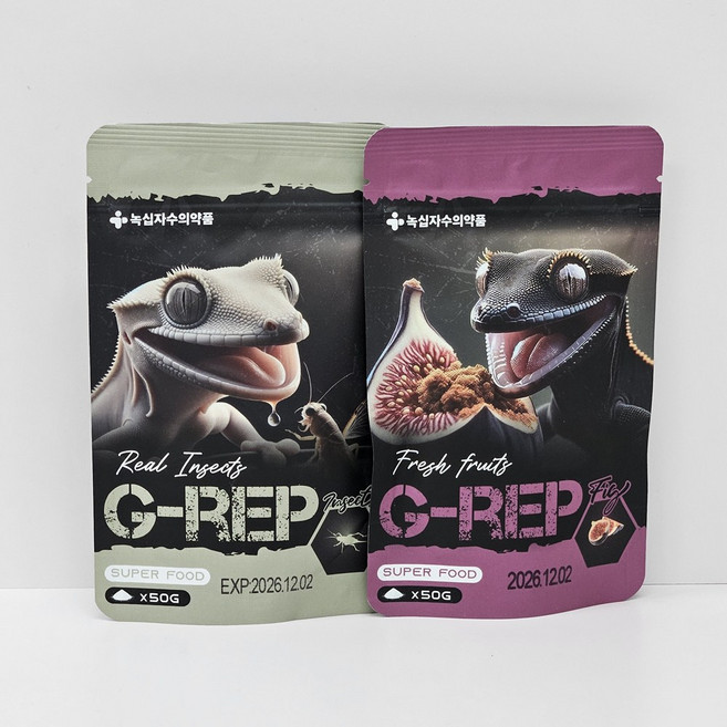 녹십자 G-REP 크레스티드 게코 슈퍼푸드 무화과&인섹트, 2개, 50g