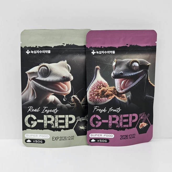 녹십자 G-REP 크레스티드 게코 슈퍼푸드 무화과&인섹트, 2개, 50g - 쿠팡