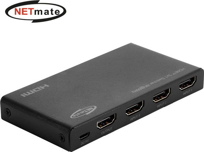 강원전자 넷메이트 NM-PTS11 4K 60Hz HDMI 3:1 선택기(리모컨)
