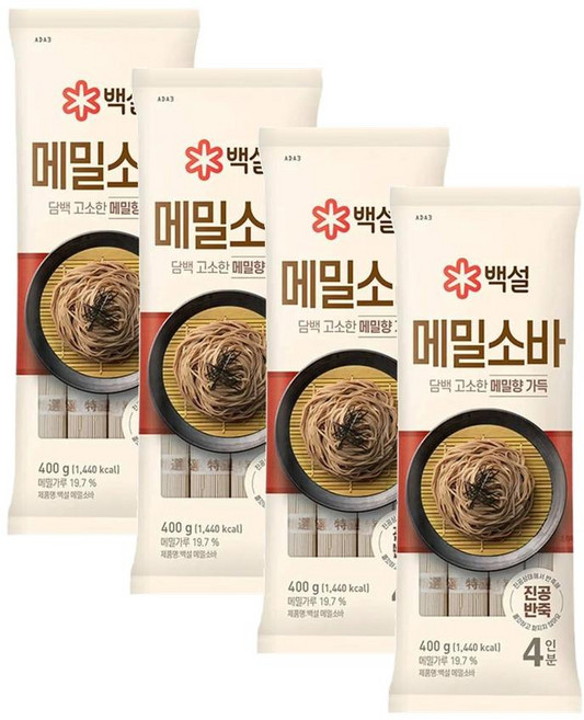 CJ 백설 메밀소바, 400g, 4개