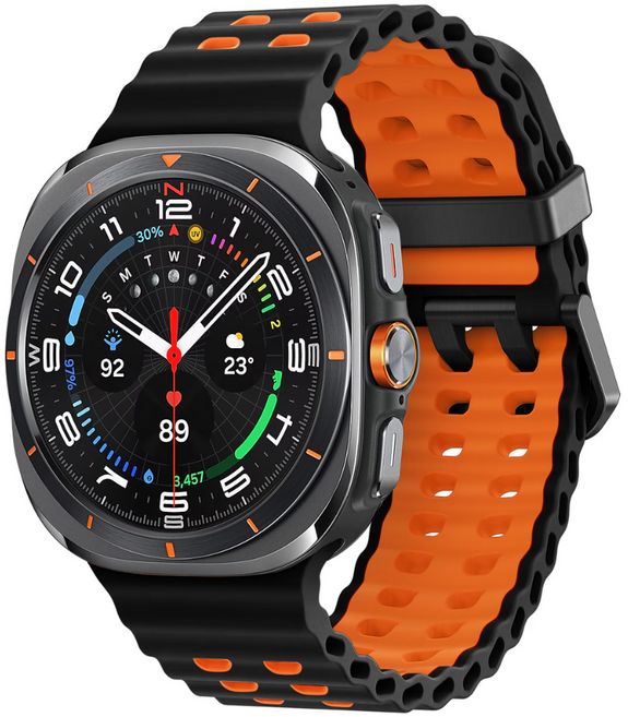 밴드톡 갤럭시워치 호환 울트라1/2 47mm 스포츠 스트랩 마린 밴드 갤럭시워치8 울트라 호환, 블랙/오렌지, 1개