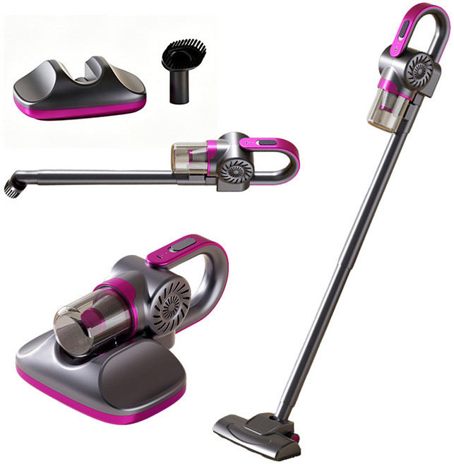 NANWEI 무선 진드기 청소기 3in1 UV 살균 스틱청소기 핸디형 침대소파 청소기, 3in1 흡입 진드기 제거기, 보라색