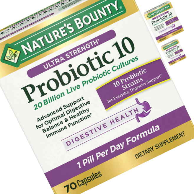 네이처스바운티 프로바이오틱 10 유산균 70 캡슐 3개, 70정