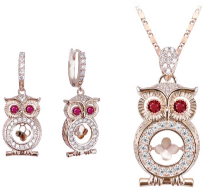 [혜성 주얼리] 레토 루비 댄싱클로버 부엉이 귀걸이 목걸이 2종