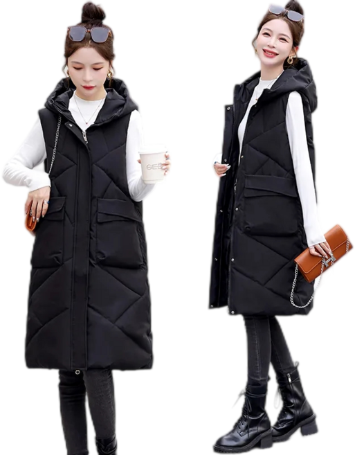 Myshe 여성용 겨울 빅사이즈 조끼 모던 경량 롱 패딩조끼 ru1129YU9