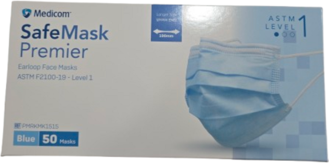 메디컴 세이프티마스크 의약외품 덴탈마스크 롱타입, 1개, 50매입, 블루