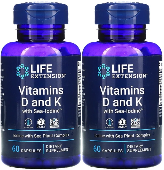 라이프익스텐션 비타마인드 D 앤 K 캡슐, 60정, 2개 - 쿠팡