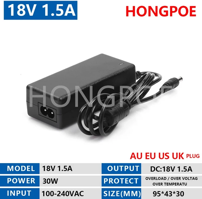 DC 5V 9V 12V 18V 24V 어댑터 전원 공급 장치 AC 100V-240V 1A 2A 3A 5A 6A 8A LED 스트립 조명용 충전기, 03 AU Plug, 05 18V 1.5A 30W