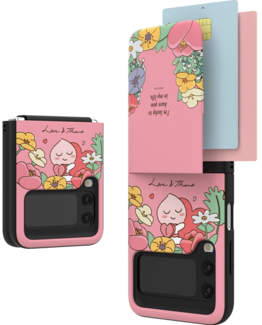 [사은품증정] 카카오프렌즈 갤럭시 Z플립4 러브 앤 땡스 자석 카드 수납 범퍼 휴대폰 케이스
