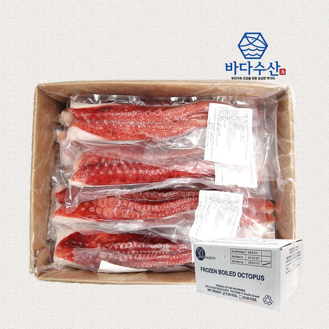 필리핀 냉동 자숙 문어 다리 1박스 9kg (300g x 30개) 삶은 문어족 뽈뽀