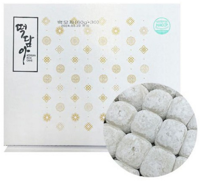 떡담아 백모찌 찹쌀모찌, 60g, 30개