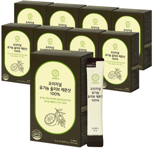 아르디엠 오리지널 유기농 올리브 레몬샷 100% 올레샷, 210g, 9박스