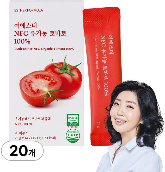 [본사직영] 여에스더 NFC 유기농 토마토 100% 국민영양 프로젝트, 20박스, 350g