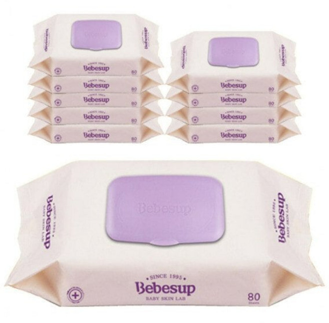 베베숲 80매x10개 트러스트 캡형 물티슈 캡물티슈 아기물티슈 베베숲물티슈 학교물품 캡형물티슈, 1개, 80매