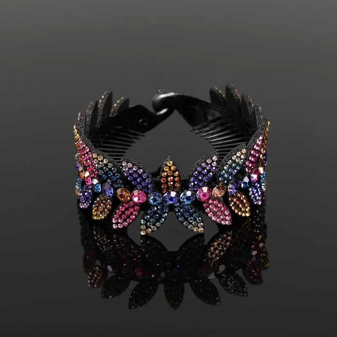 패션 크리스탈 라인 석 머리핀 롤빵 클로 포니 테일 헤어 여성을위한 액세서리 확장 바레트, 08 A-8CM