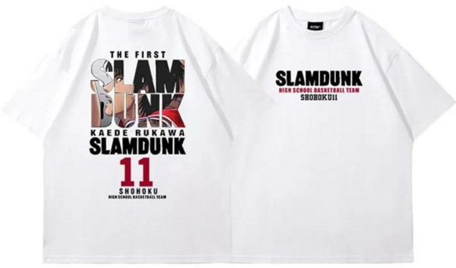 남자 여름 반팔티 오버핏 빅사이즈 2025 애니메이션 슬램 덩크 프린트 티셔츠 오버 사이즈 일본 망간 반팔 빠른 퓨어 코튼