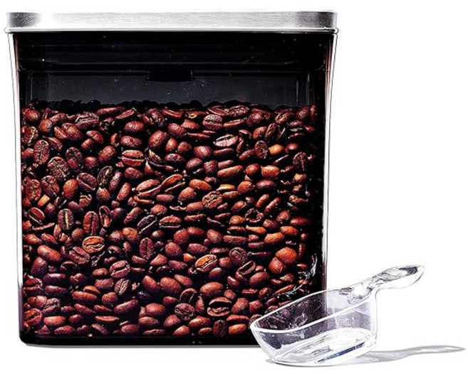 OXO 스틸 팝 커피 용기 스쿱 포함 - 1.7쿼트 차 및 기타용 그레이, 1.7 QT Coffee Container, Storage, 1개