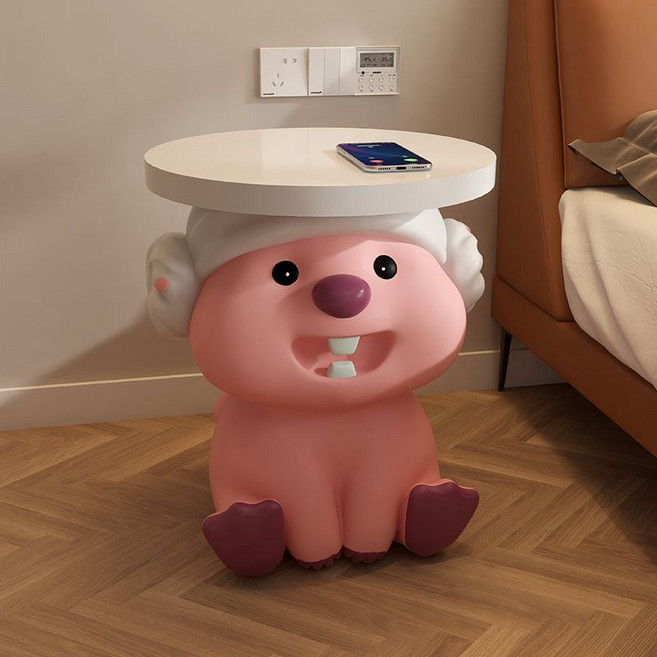 잔망루피 거실 소파 이동식 테이블 협탁 콘솔, 핑크