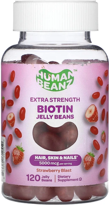 Human Beanz 비오틴 젤리빈 맥시멈 스트렝스 스트로베리 블라스트 2500mcg 젤리빈 120개, HumanBeanz비오틴젤리빈엑스트라스트렝스스트로베리블, 1개 - 쿠팡