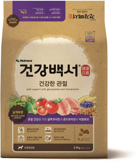 뉴트리나건강백서 전연령 강아지 기능성 사료, 뼈/관절강화, 3.9kg, 1개