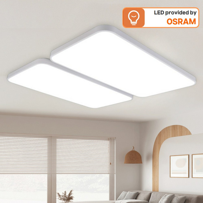 오스람 LED 더 뉴슬림 거실등 조명 플리커프리 120W (설치설명서 포함), 화이트
