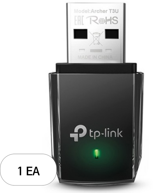 티피링크 AC1300 미니 MU MIMO USB 무선 랜카드, 1개, Archer T3U