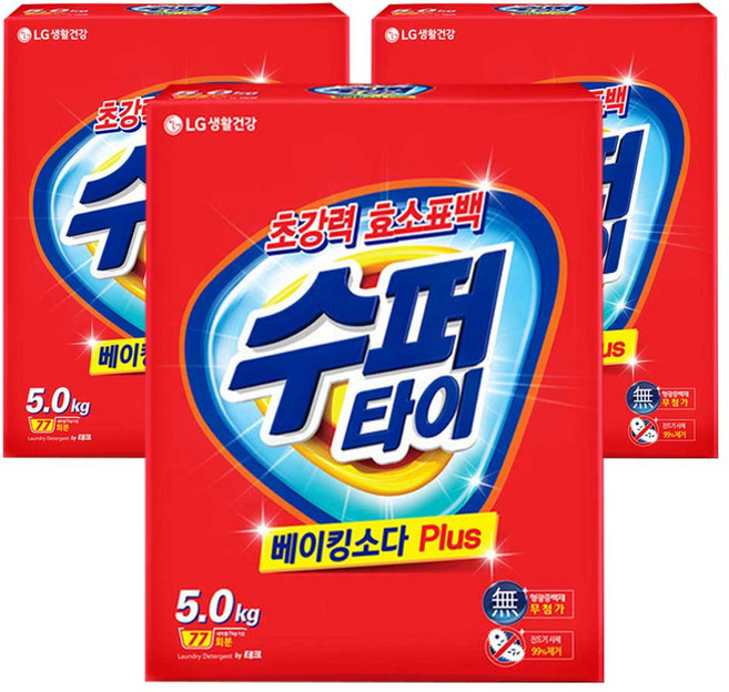 수퍼타이 베이킹소다 플러스 카톤 일반 드럼 겸용 찬물전용 세탁세제, 5kg, 9개