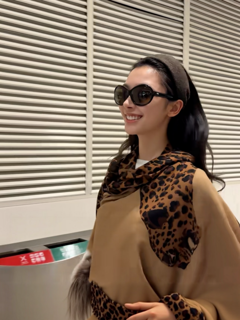 金錢豹豹紋圍巾 女款 棕色外搭披肩